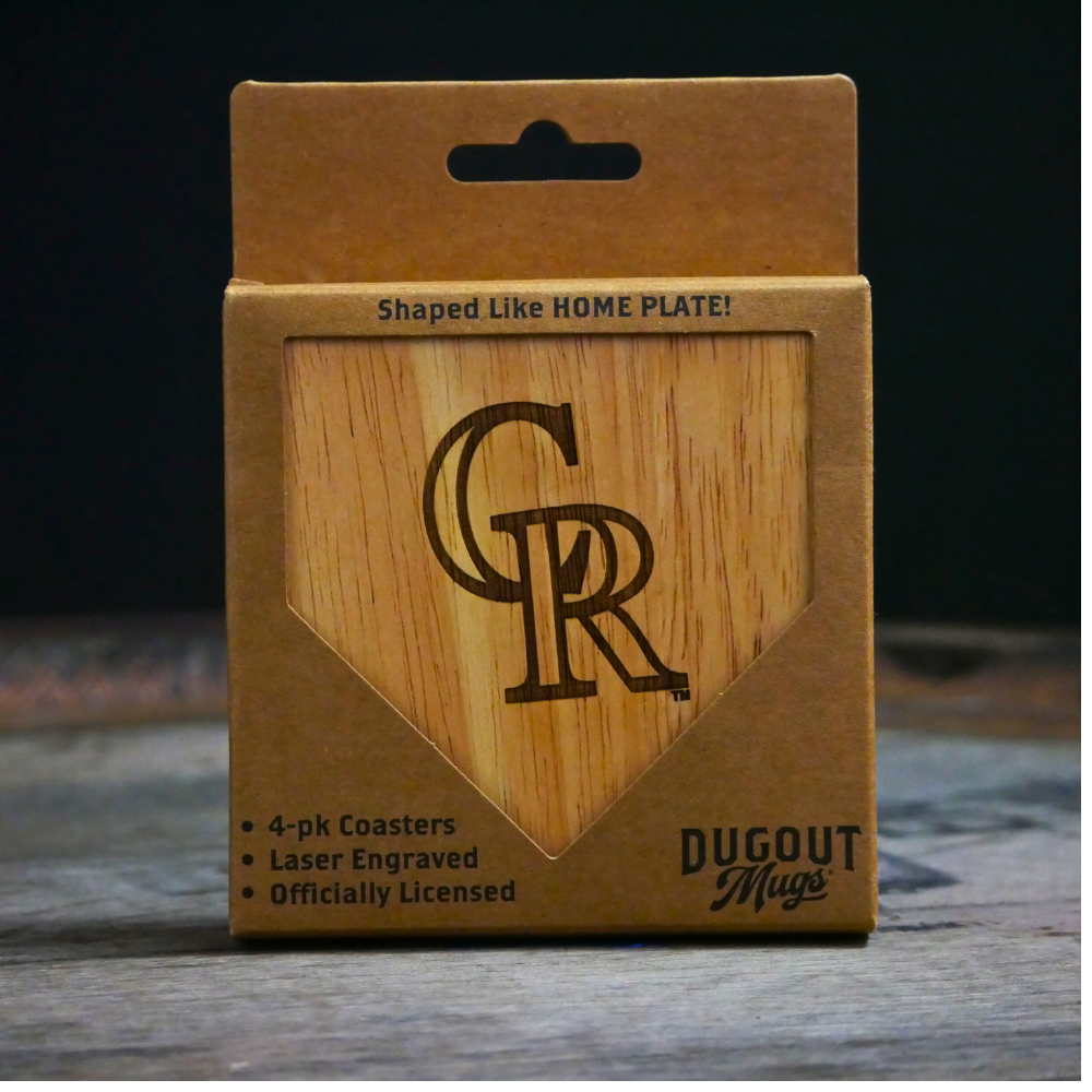Colorado Rockies "CR" Dugout Mug® | Wood Coaster