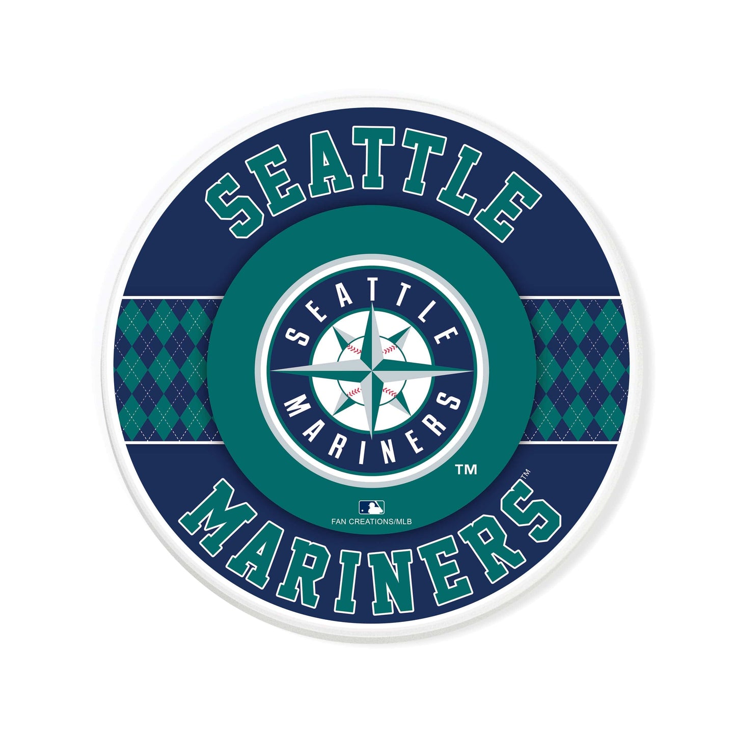 MLB - Seattle Mariners 4 inch Ceramic Argyle Coaster