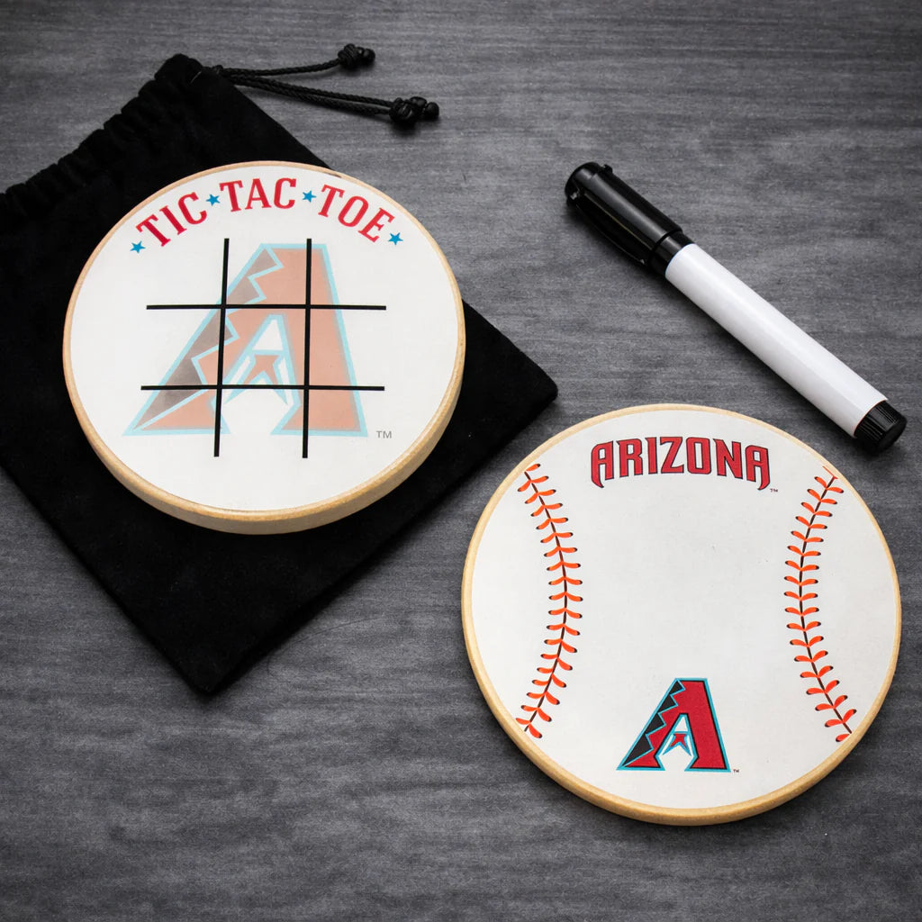 Arizona Diamondbacks Portable Dry Erase Game Board - 6.5" Double-Sided Wooden Tic Tac Toe Travel Set with Marker & Bag