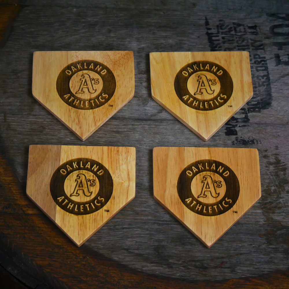 NEW ITEM - Wooden MLB Home Plate Coasters - 4 Pack