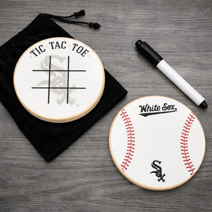 Chicago White Sox Portable Dry Erase Game Board - 6.5" Double-Sided Wooden Tic Tac Toe Travel Set with Marker & Bag