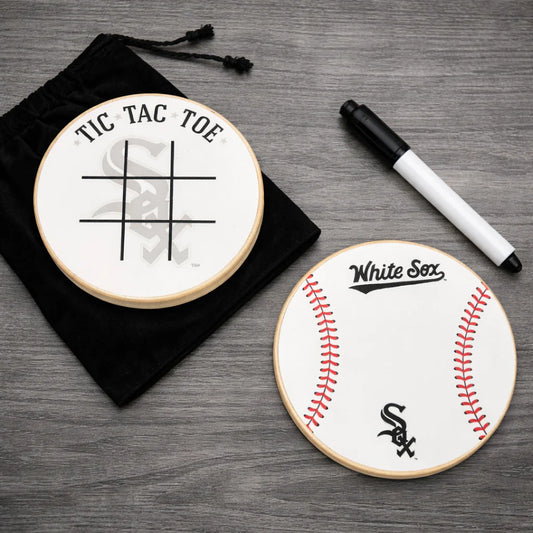 Chicago White Sox Portable Dry Erase Game Board - 6.5" Double-Sided Wooden Tic Tac Toe Travel Set with Marker & Bag