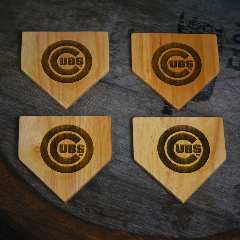 NEW ITEM - Wooden MLB Home Plate Coasters - 4 Pack