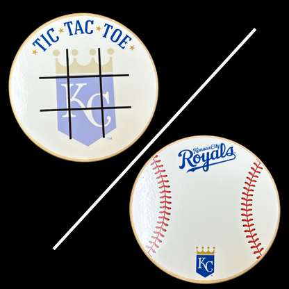 Kansas City Royals Portable Dry Erase Game Board - 6.5" Double-Sided Wooden Tic Tac Toe Travel Set with Marker & Bag