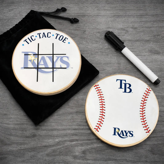 Tampa Bay Rays Portable Dry Erase Game Board - 6.5" Double-Sided Wooden Tic Tac Toe Travel Set with Marker & Bag