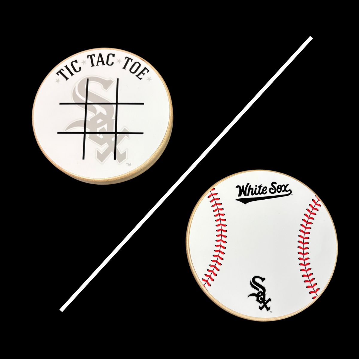 Chicago White Sox Portable Dry Erase Game Board - 6.5" Double-Sided Wooden Tic Tac Toe Travel Set with Marker & Bag