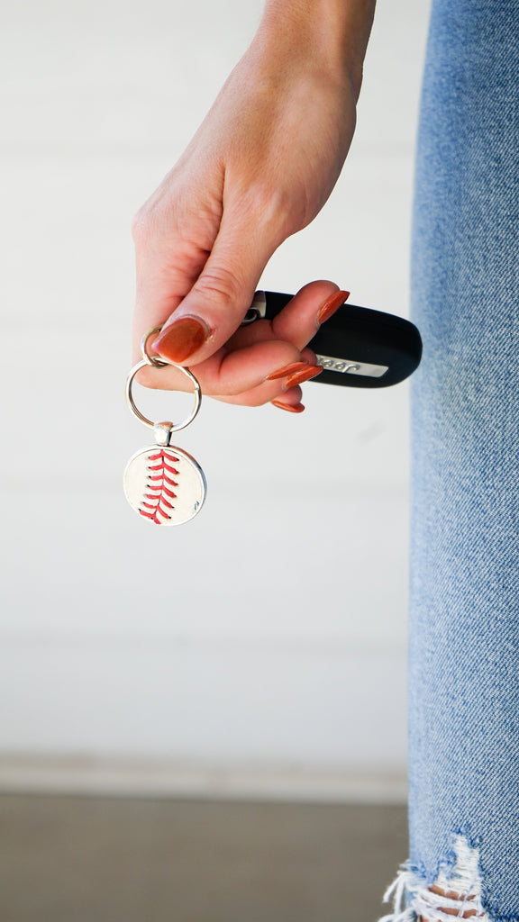 Silver Baseball Seam Keychain