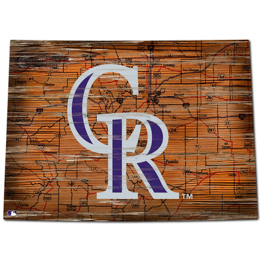 Colorado Rockies Distressed State With Logo Sign