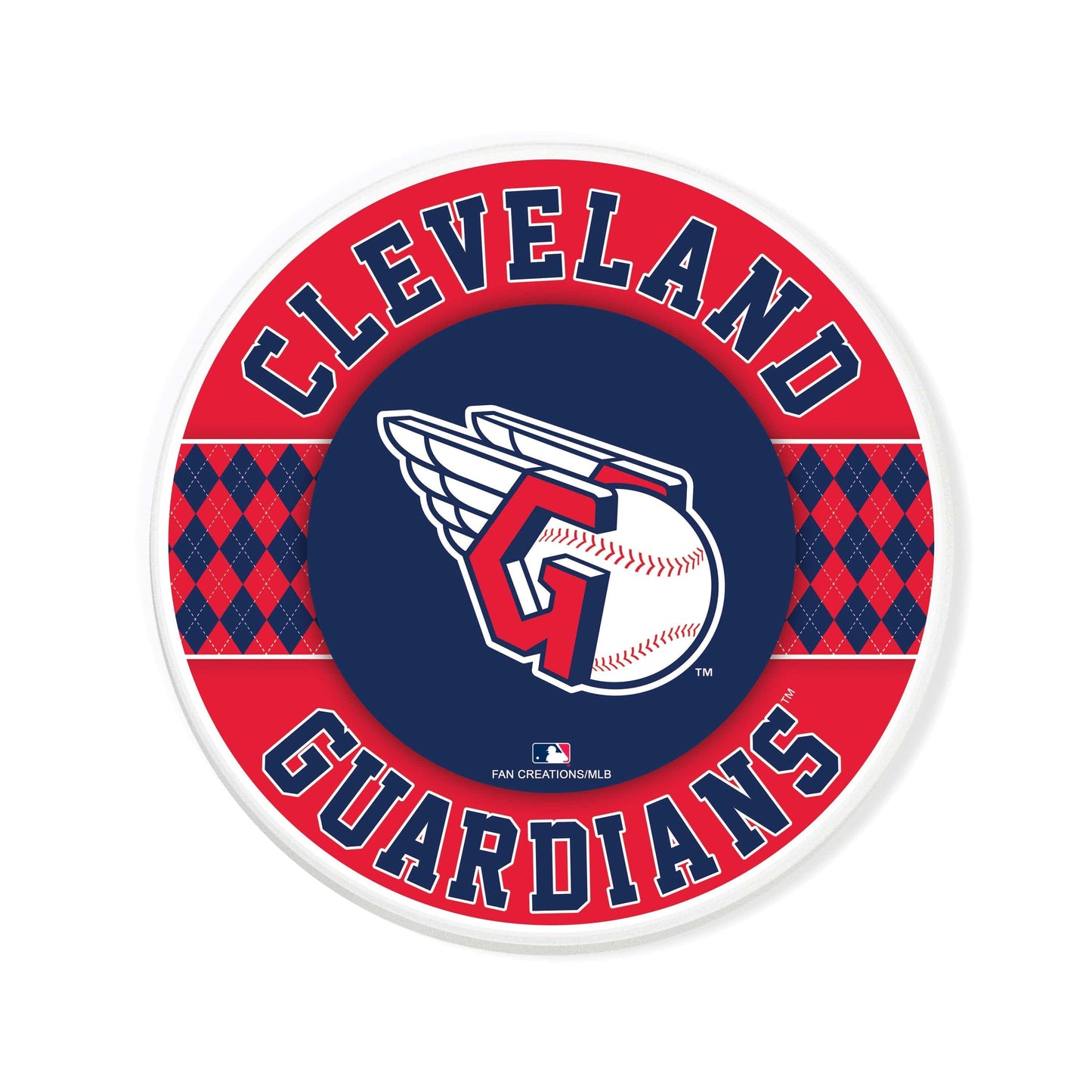 MLB - Cleveland Guardians 4 inch Ceramic Argyle Coaster