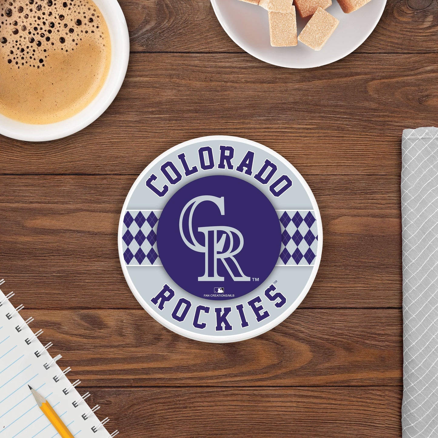 MLB - Colorado Rockies 4 inch Ceramic Argyle Coaster
