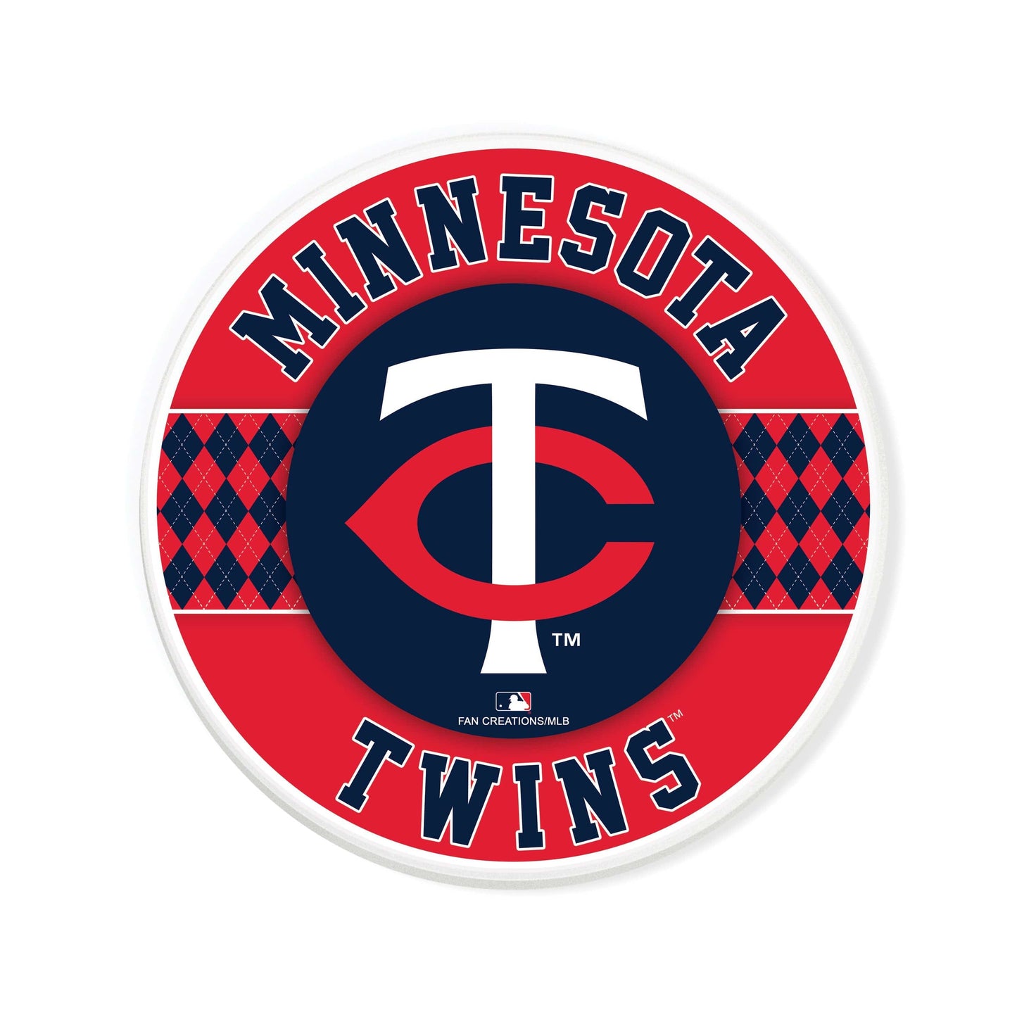 MLB - Minnesota Twins 4 inch Ceramic Argyle Coaster