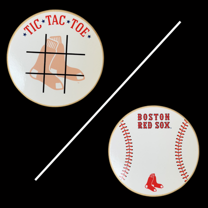 Boston Red Sox Portable Dry Erase Game Board - 6.5" Double-Sided Wooden Tic Tac Toe Travel Set with Marker & Bag