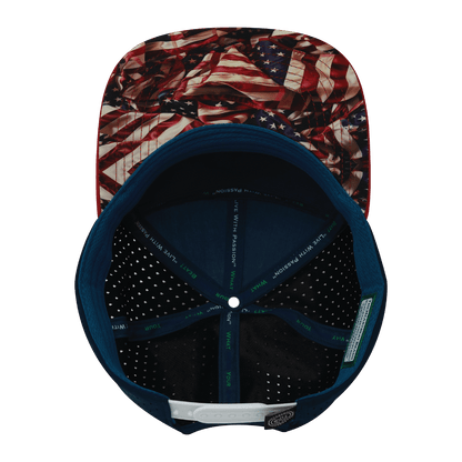 **YOUTH** Color Vibes Hat | Flat Bill | Silk Flag - Dark Red - White - Navy