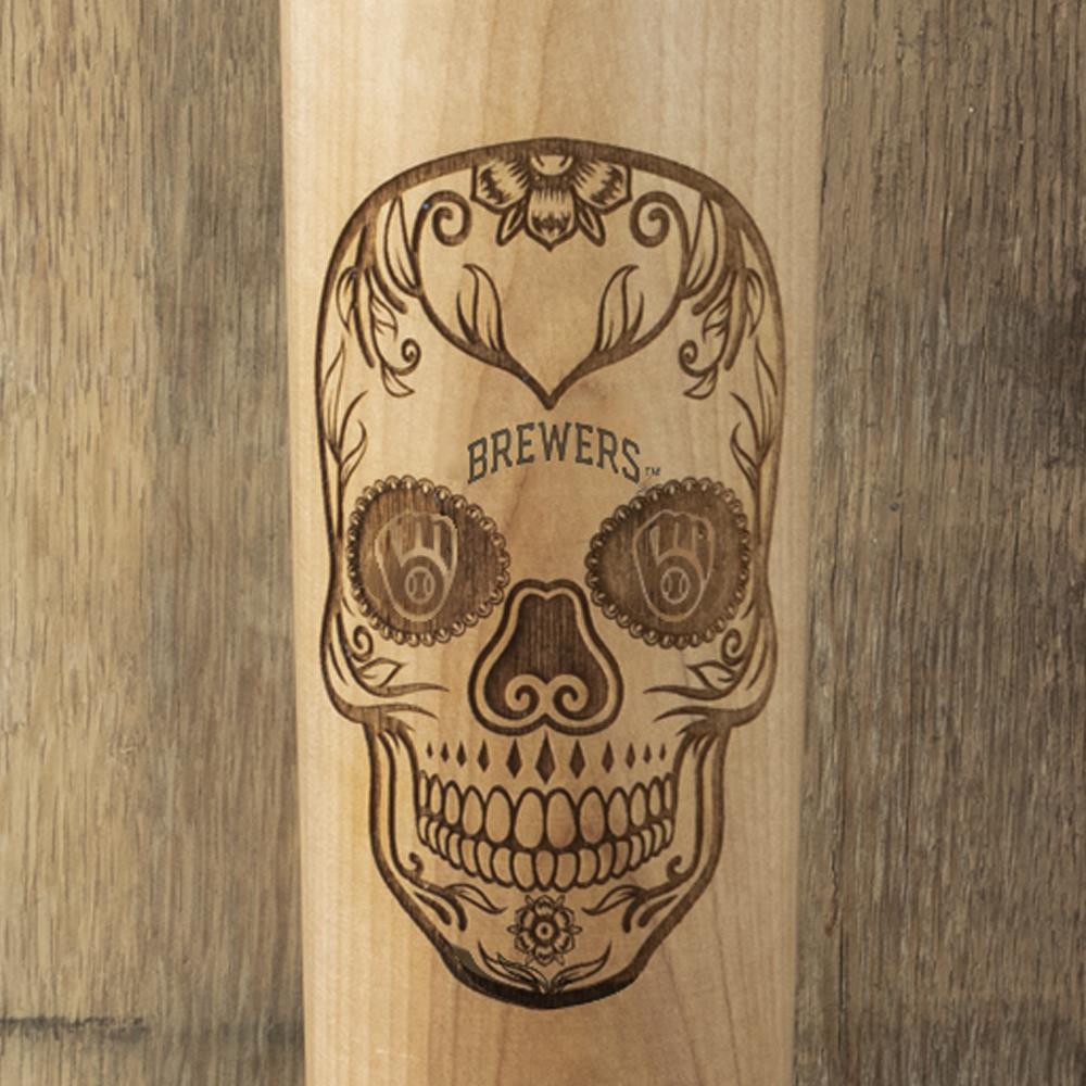 Milwaukee Brewers Sugar Skull Baseball Bat Mug Details